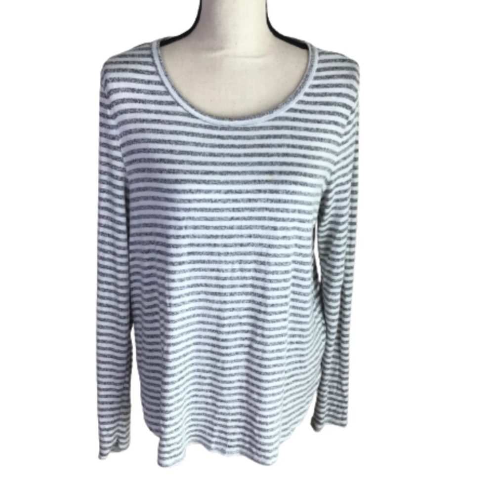 Old Navy Heather Gray and White Long Sleeve Lightweight Sweater Large